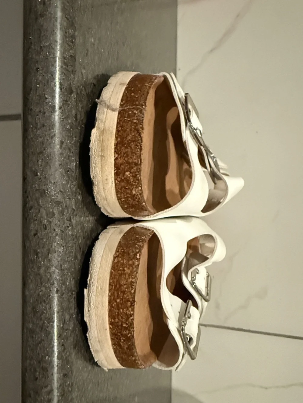 Time and Tru White Double-Buckle Slingback Sandals - Picture 7 of 9